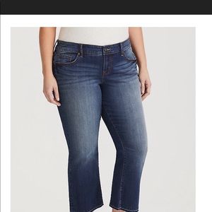 Torrid Crop Frayed Flare Jeans
